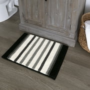 Mainstays Basic Stripe Noodle Polyester Bath Mat, Gray & Black, 17" x 23.5"