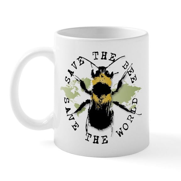 CafePress - Save The Bee... Mug - 11 oz Ceramic Mug - Novelty Coffee Tea Cup
