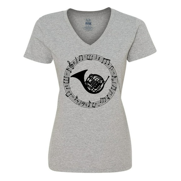 Inktastic French Horn Music Women's V-Neck T-Shirt