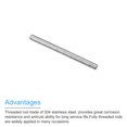 thumbnail image 4 of Uxcell Fully Threaded Rod M4 x 45mm 0.7mm Thread Pitch 304 Stainless Steel Right Hand Threaded Rods Bar Studs 5 Pack, 4 of 6