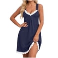 thumbnail image 2 of CYiJun Nightgowns for Women with Built-in Bra Sexy Sleepwear Lace Chemise V neck Modal Babydoll Lounge Dress, 2 of 9