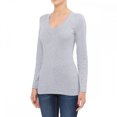 thumbnail image 3 of Cotton Wide Deep V-Neck Long Sleeve Casual Tee Shirt S-3X, 3 of 4