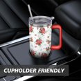thumbnail image 7 of 40oz Pioneer Colorful Floral Stainless Steel Flip Straw Tumbler with Lid and Straw Spill Proof Travel Cup Double Wall Vacuum Insulated Coffee Mug with Handle Red, 7 of 7
