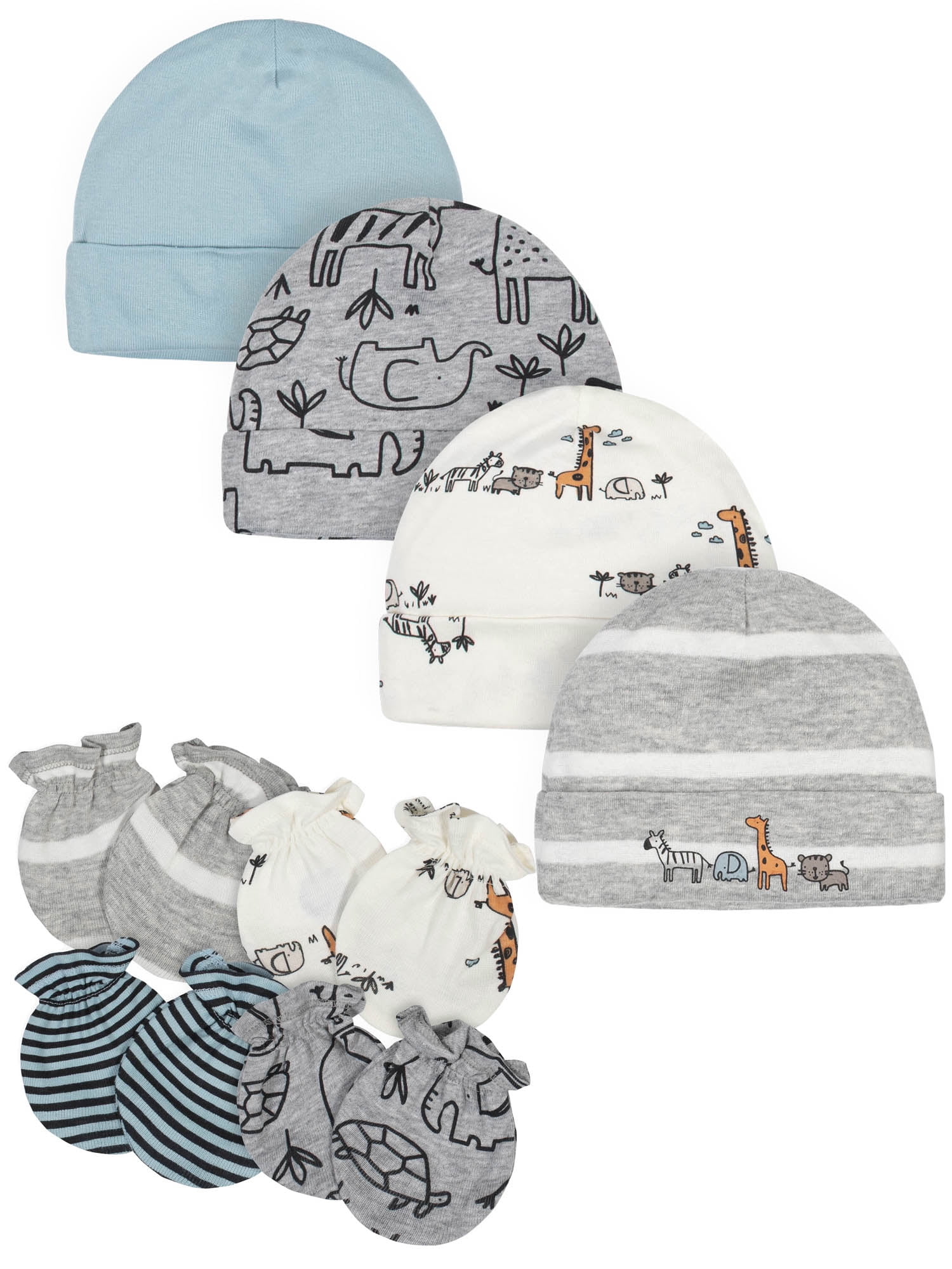 Gerber Baby Boys Caps & Mittens Set, 8Piece