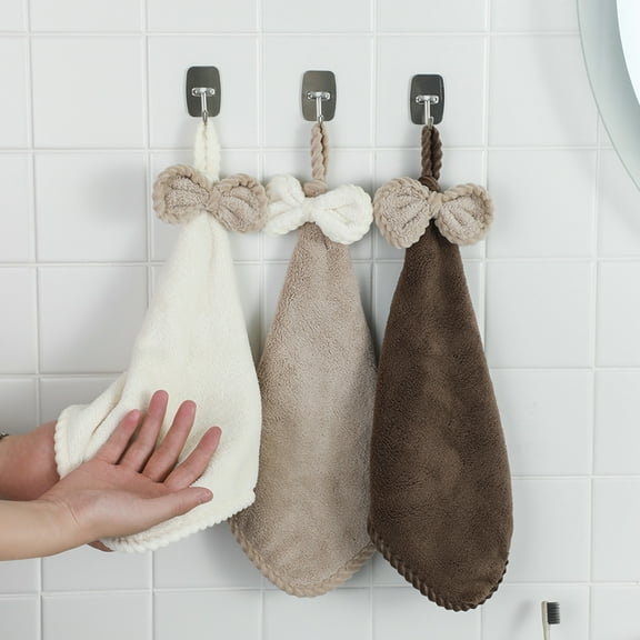 Cheers US 3Pcs/Set Microfiber Hand Towels, Kitchen Hand Towels with Loop,Bathroom Hand Towels Hanging,Quick Dry