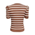thumbnail image 4 of Womens Shirts Summer Striped Pullover Round Neck Bubble Sleeve T Shirt Top Womens Tops, 4 of 4