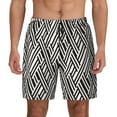 thumbnail image 3 of Uemuo Black White Stripes Pattern Mens Swim Trunks Quick Dry Board Shorts with Mesh Lining, Stretch Beach Shorts Quick Dry No-Chafing Board Shorts-Large, 3 of 9