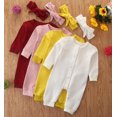 thumbnail image 2 of 2PCS Newborn Baby Girl Boy Clothes Knitted Romper Jumpsuit Solid Outfits Set, 2 of 5