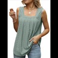 thumbnail image 1 of Camiseta Sin Mangas con Cuello Cuadrado y Volantes para Mujer, Camiseta Sin Mangas A Rayas, Informal, Holgada, de Verano Judías M, 1 of 9