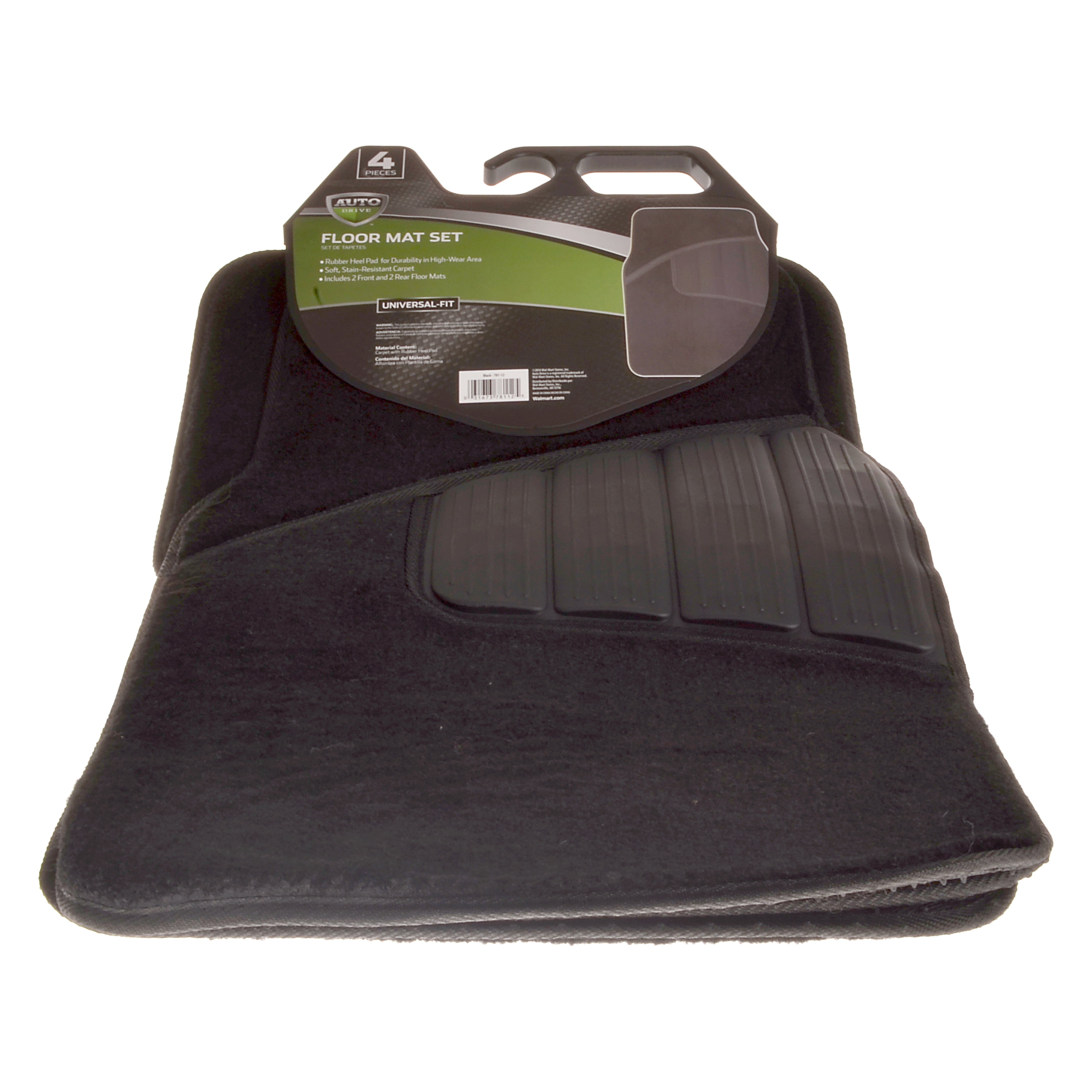 Auto Drive Heavy Duty Stain Resistant 4 Piece Carpet Car Floor Mat