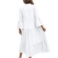 thumbnail image 4 of Lnmiateer Women Flowy Tiered Ruffle Maxi Dress V Neck Bell Sleeve Solid Soft Breathable Sundress for Beach Holiday Weekend Casual Outfit, 4 of 5