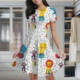 thumbnail image 2 of Circus Animals Pattern Print Women's Classic Swing Skater Dress Casual Work Party Cocktail Dresses, 2 of 6