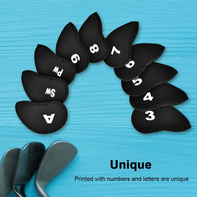Ymiko Club Head Cover, Sturdy Durable Waterproof Iron Cue Cover, For Course Beginners With Numbers Letters Clubs Lover
