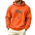 thumbnail image 2 of Zylanna Men's Pullover Hooded Sweatshirts with Front Pocket, Palm Tree Long Sleeve Soft & Comfy Solid Hoodies Casual Outdoor Basic Top for Men Orange, 2 of 7