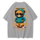 thumbnail image 1 of Camiseta de algodón con estampado de oso para hombre, Tops holgados con cuello redondo, ropa informal cómoda y transpirable de gran tamaño para mujer, 1 of 5