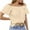 Beige, variant on Horkkom Womens Summer Tops Short Sleeve Off The Shoulder Tops Solid Color Casual Ruched Tops M, Gifts for Women
