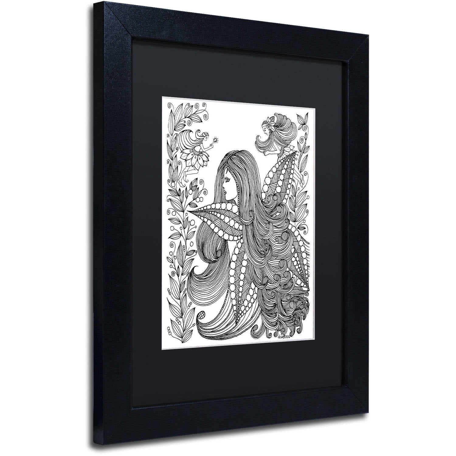 Trademark Fine Art "Fairy 11" Canvas Art by KCDoodleArt Black Matte, Black Frame