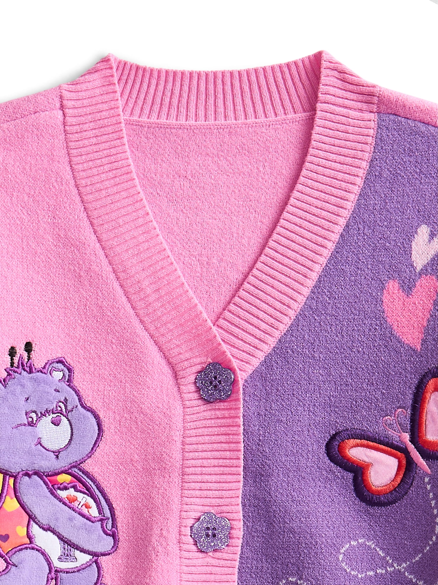 Care Bears Button Down V Neck Cardigan with Long Sleeves, Sizes XS-XL