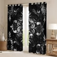 thumbnail image 2 of Manfei Bohemian Damask Blackout Curtains Set of 2 (52x84 Each), Black Gray Floral Window Curtains, Hippie Victorian Flower Curtains and Drapes, Luxurious Home Decor, 2 of 6