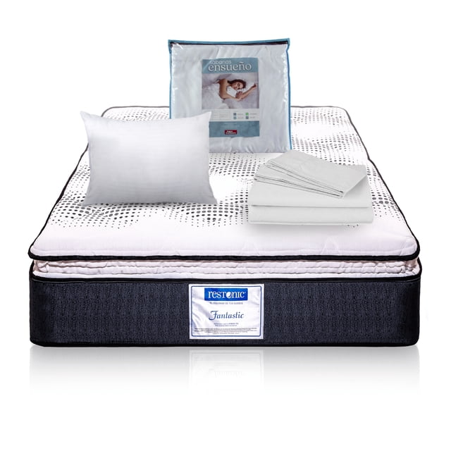 Colchon Restonic Fantastic Individual + 1 Almohada + Colchonsin + Juego de Sabanas Ensueño