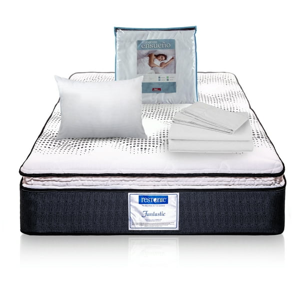 Colchon Restonic Fantastic Individual + 1 Almohada + Colchonsin + Juego de Sabanas Ensueño