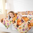 thumbnail image 4 of Homewish Cute Wild Fox Queen Comforter Set,Rustic Flower Floral Bedding Sets,Purple Orange Beige Bedding Comforter Set For Girls Kids,Breathable Home Decor Reversible,3pcs, 4 of 8