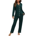 thumbnail image 1 of Conjunto de pijama ZMJ Postpartum, camisa de manga larga y pantalones, color verde azulado M, 1 of 8