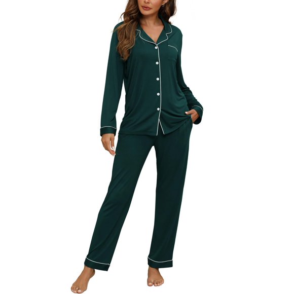 Conjunto de pijama ZMJ Postpartum, camisa de manga larga y pantalones, color verde azulado M