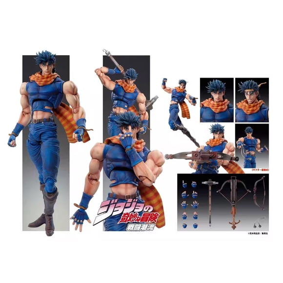 Figurine Articulée JoJo's Bizarre Adventure Joseph Joestar (Battle Tendency), Modèle de Collection Articulé 17 cm avec Accessoires