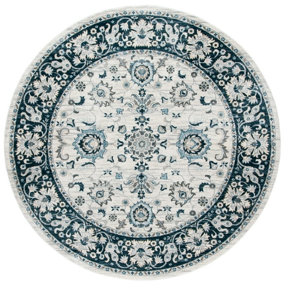 SAFAVIEH Isabella Kiana Oriental Area Rug, Cream/Navy, 6'7" x 6'7" Round
