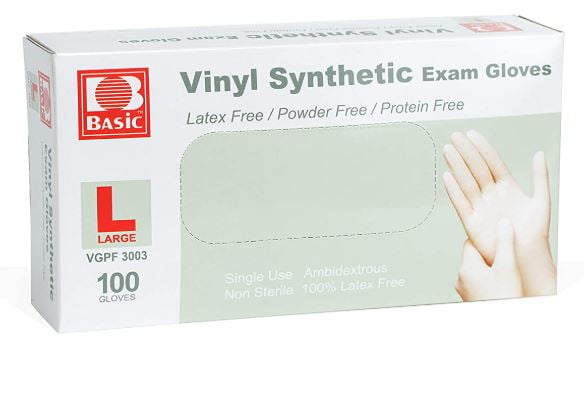 lightly powdered Vinyl Synthetic exam gloves Small 
