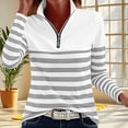 thumbnail image 6 of AnuYalue Quarter Zip Striped Sweatshirt Womens Fashion Collar Half Zip Shirt Oversized Pullover Casual Long Sleeve Tops, 6 of 6