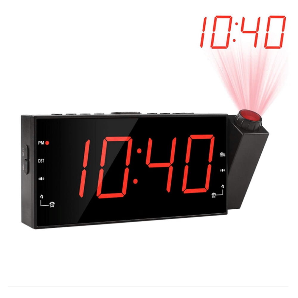 Digital Alarm Clock Projection Clock With Time And Temperature Projection Double Alarm FM2 Radio