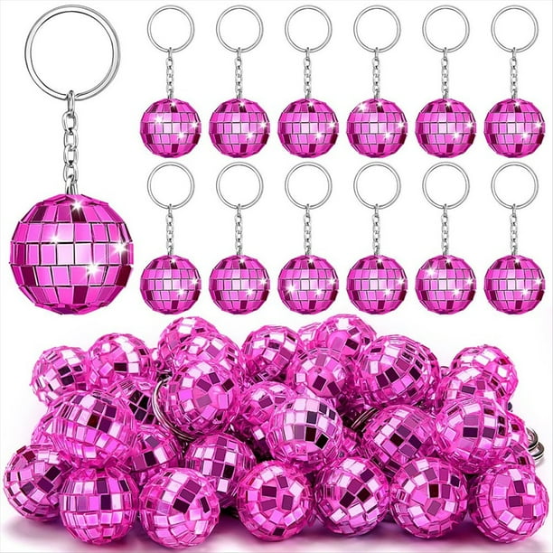 25 Llaveros de Bola de Discoteca, Llaveros de Discoteca Rosa y Rojo Al por , Mini Llaveros de Bola de Discoteca para DecoracióN de Fiestas.
