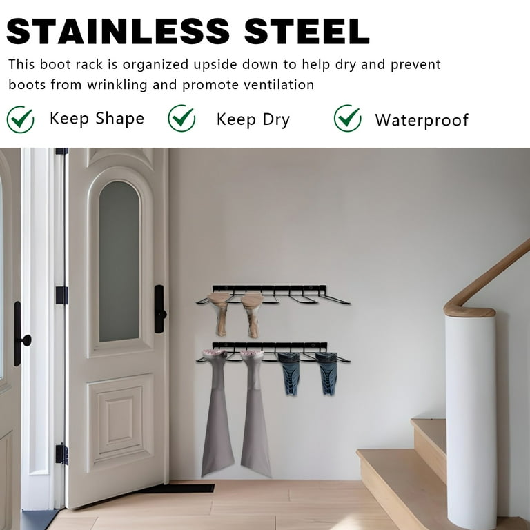 2PCS Metal Boot Rack, Black Boot Organizer, Boot Holder, Shoe Tray