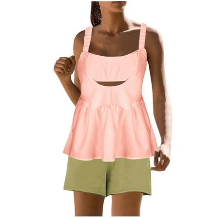 ZZwxWA Women Tennis Blouse with Built in Bra Casual Sleeveless Backless Athletic Tank Tops Summer Fashion Loose Cami Shirt Holiday Gift Finder
