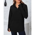 thumbnail image 3 of BTFBM Sweaters for Women Fall Clothes Pocket Quarter Zip Pullover V Neck Long Sleeve Knit Trendy Winter Sweater, 3 of 8