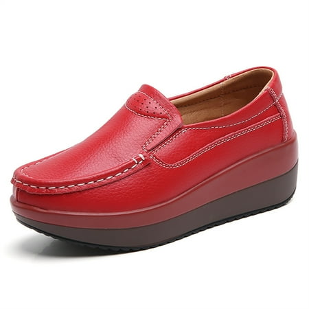 YOURDIARY Women s Slip-On Loafers Shoes Walking Sneakers Nurse Shoes Lightweight Waterproof Faux Leather Slip-Resistant Work Shoes