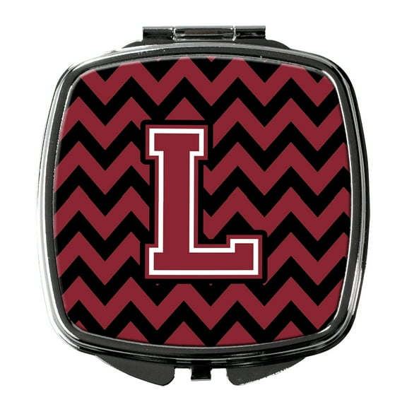Letter L Chevron Garnet and Black Compact Mirror