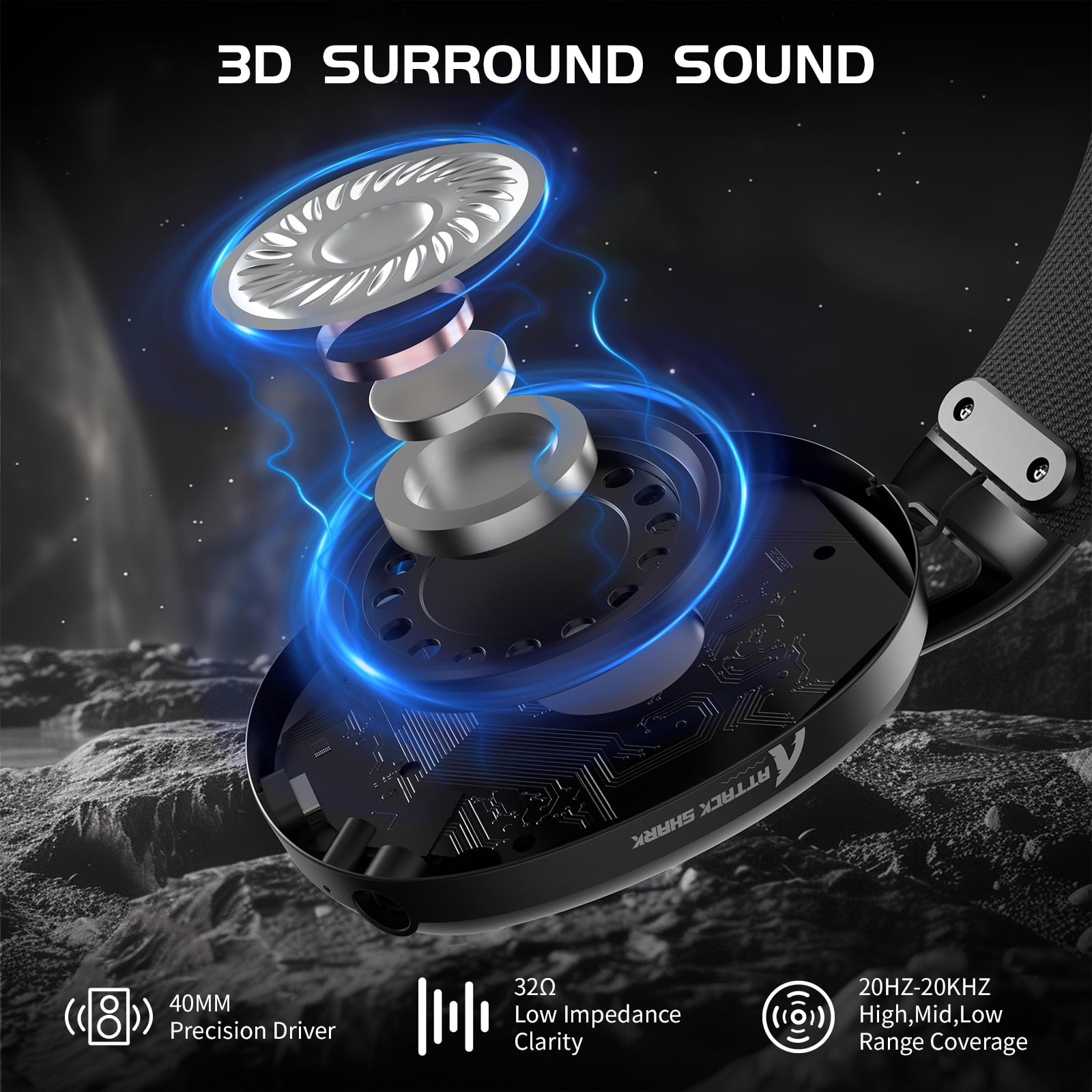 ATTACK SHARK L80 Ultra-Light Tri-Mode Gaming Headset Lightweight Wireless Gaming Headset for PC/PS4/PS5/Switch/Xbox