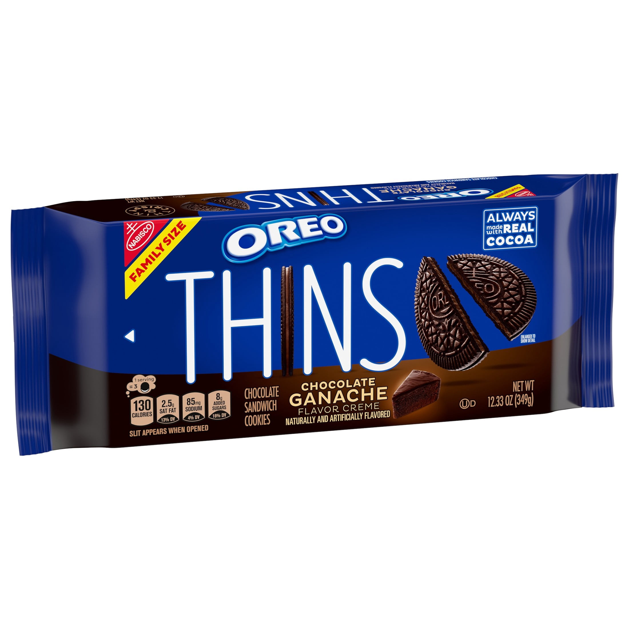 OREO Thins Chocolate Ganache Creme Chocolate Sandwich Cookies, Family Size, 12.33 oz