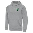 thumbnail image 2 of Men's Antigua Heather Gray Milwaukee Bucks St. Patrick's Day Victory Raglan Pullover Hoodie, 2 of 4