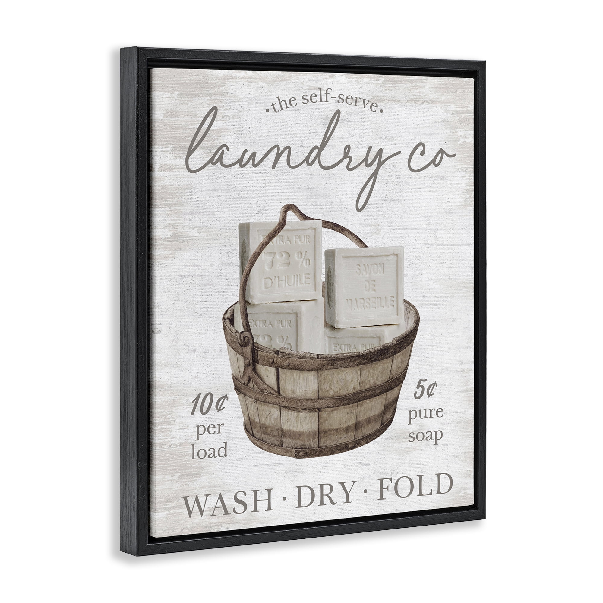 Stupell Industries Vintage Laundry Co Typography Painting Black Floater Framed Art Print Wall Art, 25 x 31