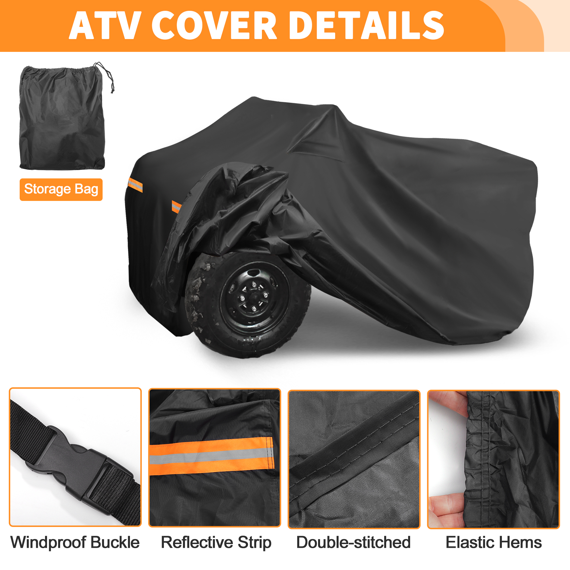 Unique Bargains 210D-PU ATV Waterproof Quad Cover Black for Suzuki KingQuad 750 2008-2025