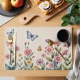thumbnail image 2 of Pink Flowers Placemats Set of 4 Spring Floral Butterfly Leaves Plants Retro Beige Place Mats Indoor Wipeable Table Mats Washable Dining Table Placemats for Kitchen Holiday Party Home Decor 13x19 Inch, 2 of 9