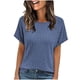 thumbnail image 1 of Mujeres de Manga Corta Tops Nuevo Color Sólido Cuello Redondo Tira de Punto, Poliéster, 1 of 9