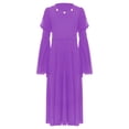 thumbnail image 3 of iiniim Girls Medieval Renaissance Princess Clothes Kid Long Bell Sleeve Retro Dress Purple 8, 3 of 6