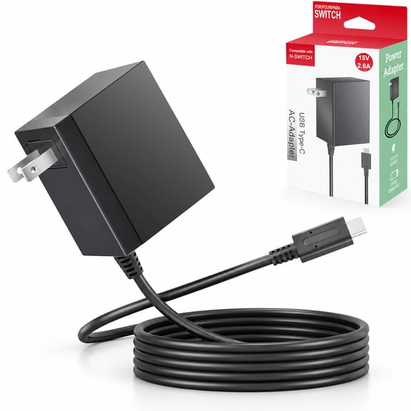 EBKK 39W AC Adapter Compatible with Nintendo Switch Charger, Switch Lite, OLED, Dock, Pro Controller, PlayStation Portal, Steam Deck, USB-C Fast Charging Cable Power Supply Cord with TV Mode Support