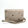 Authenticated Used Jimmy Choo Women's Leather Studded Chain/Shoulder Wallet Gray,Silver