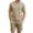 Khaki, variant on Mens 2-Piece Textured Knit Short Sleeve T-Shirt and Drawstring Shorts Lounge Set in Gray,Size S